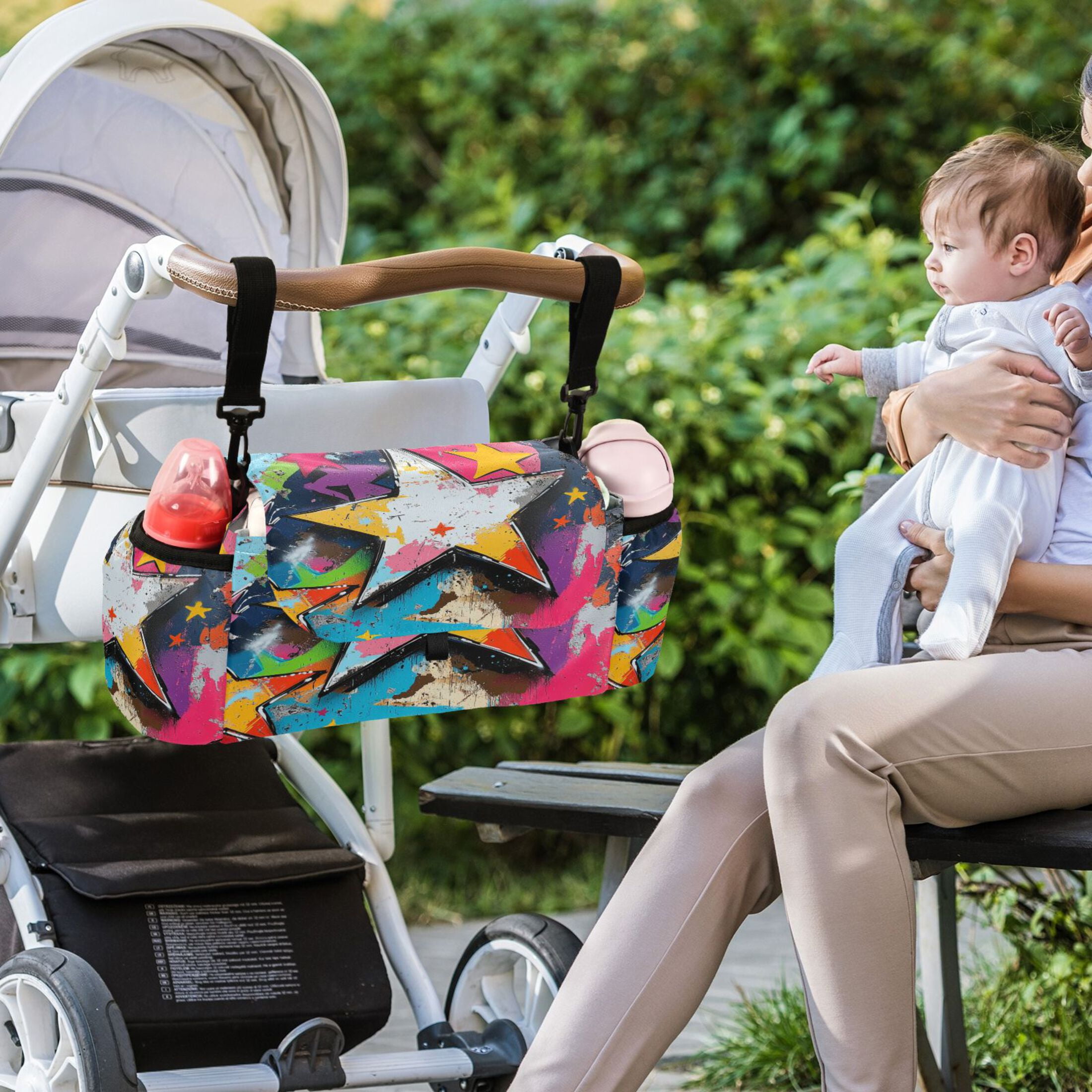 DIXRUYEE Stroller Organizer Colorful Starscape Printed