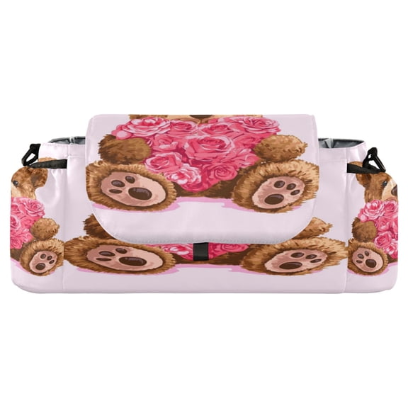 DIXRUYEE Stroller Organizer Cuddly Bear Rose Printed