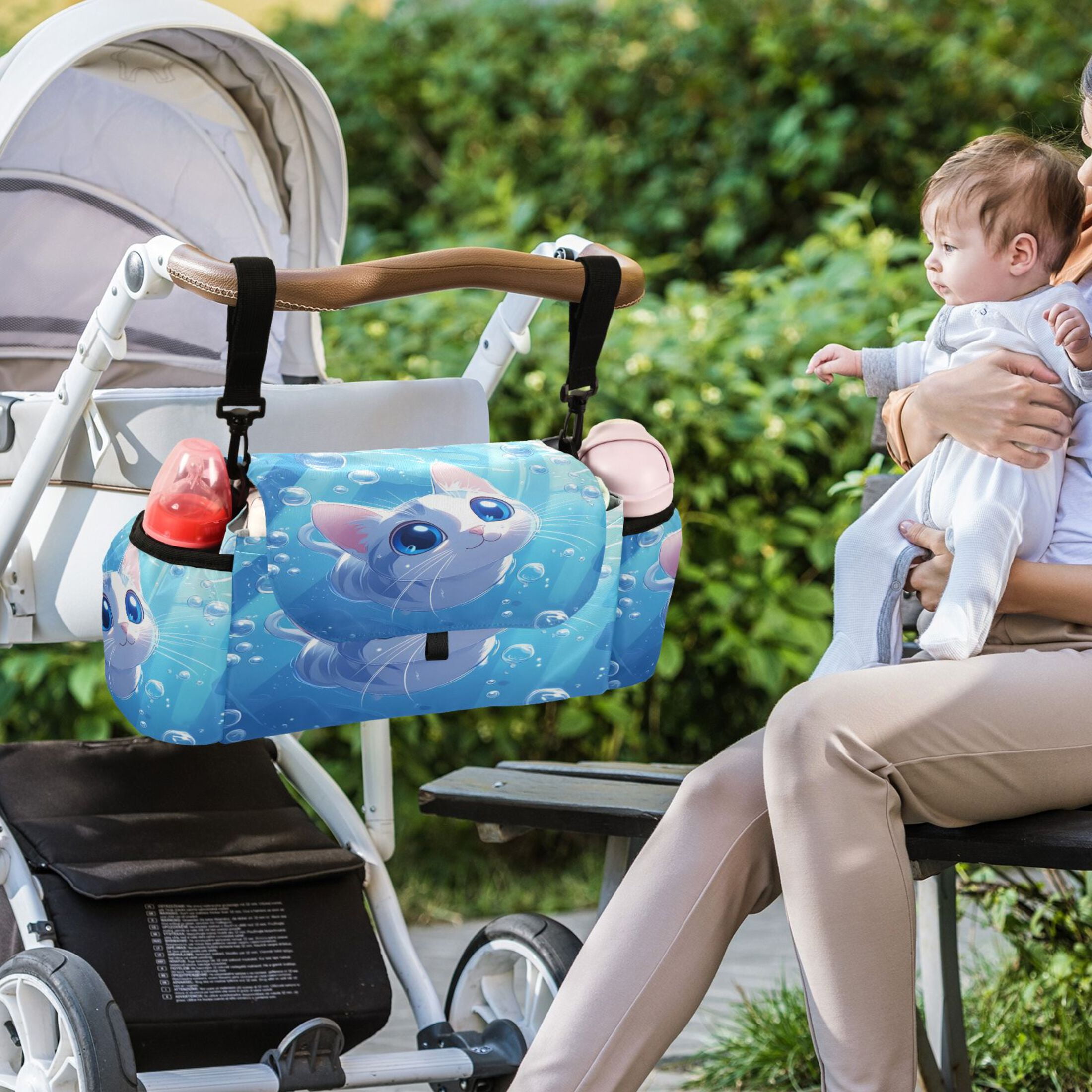 DIXRUYEE Stroller Organizer Curious Cat Underwater Printed