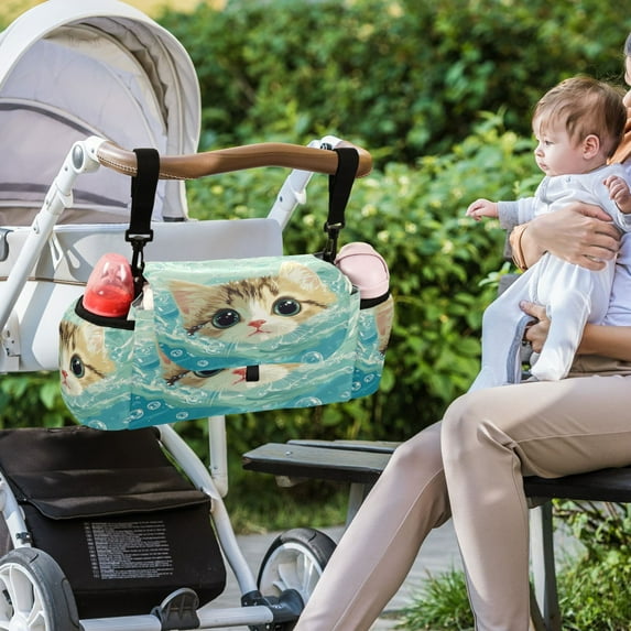 DIXRUYEE Stroller Organizer Curious Kitten in Water Printed