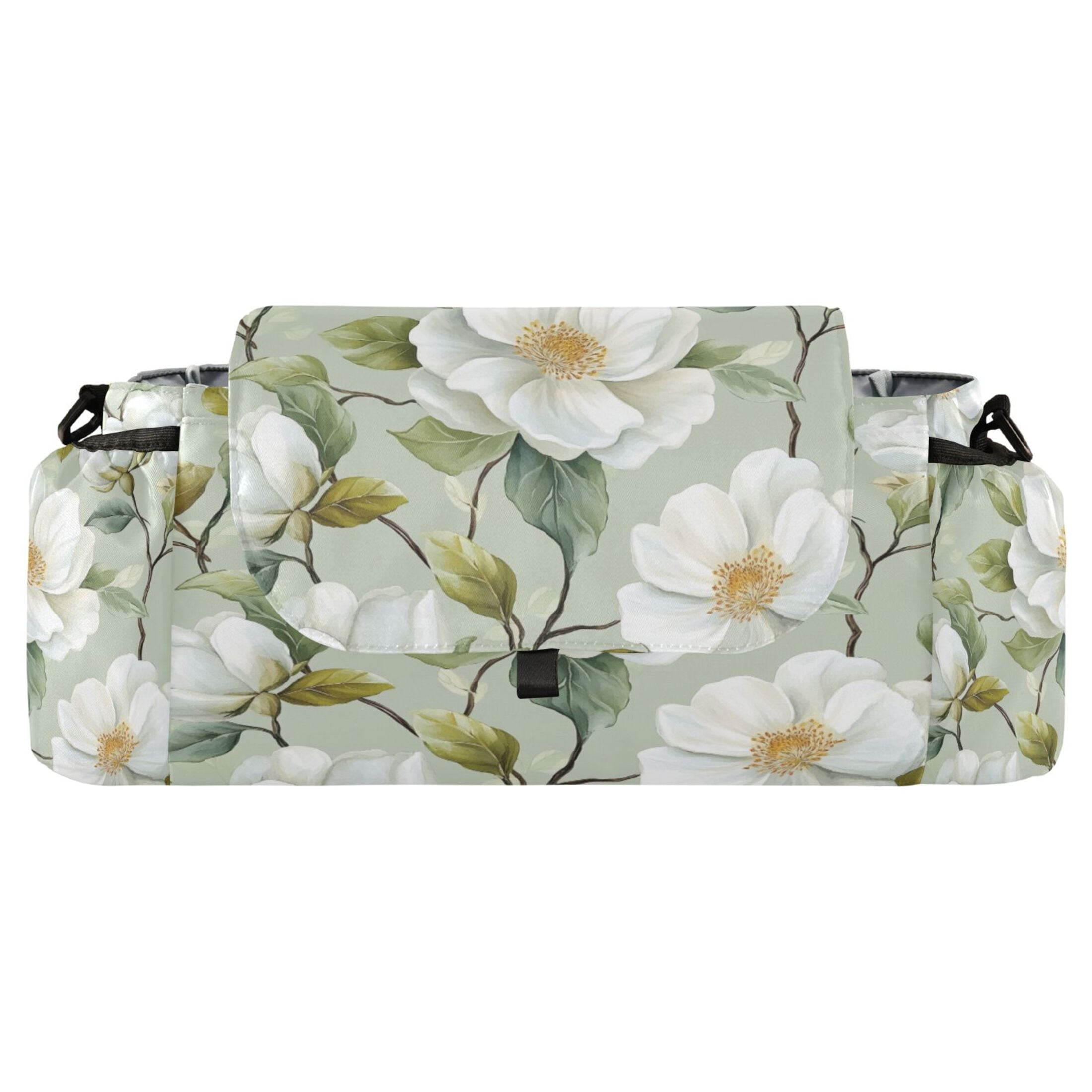 DIXRUYEE Stroller Organizer Elegant White Garden Printed