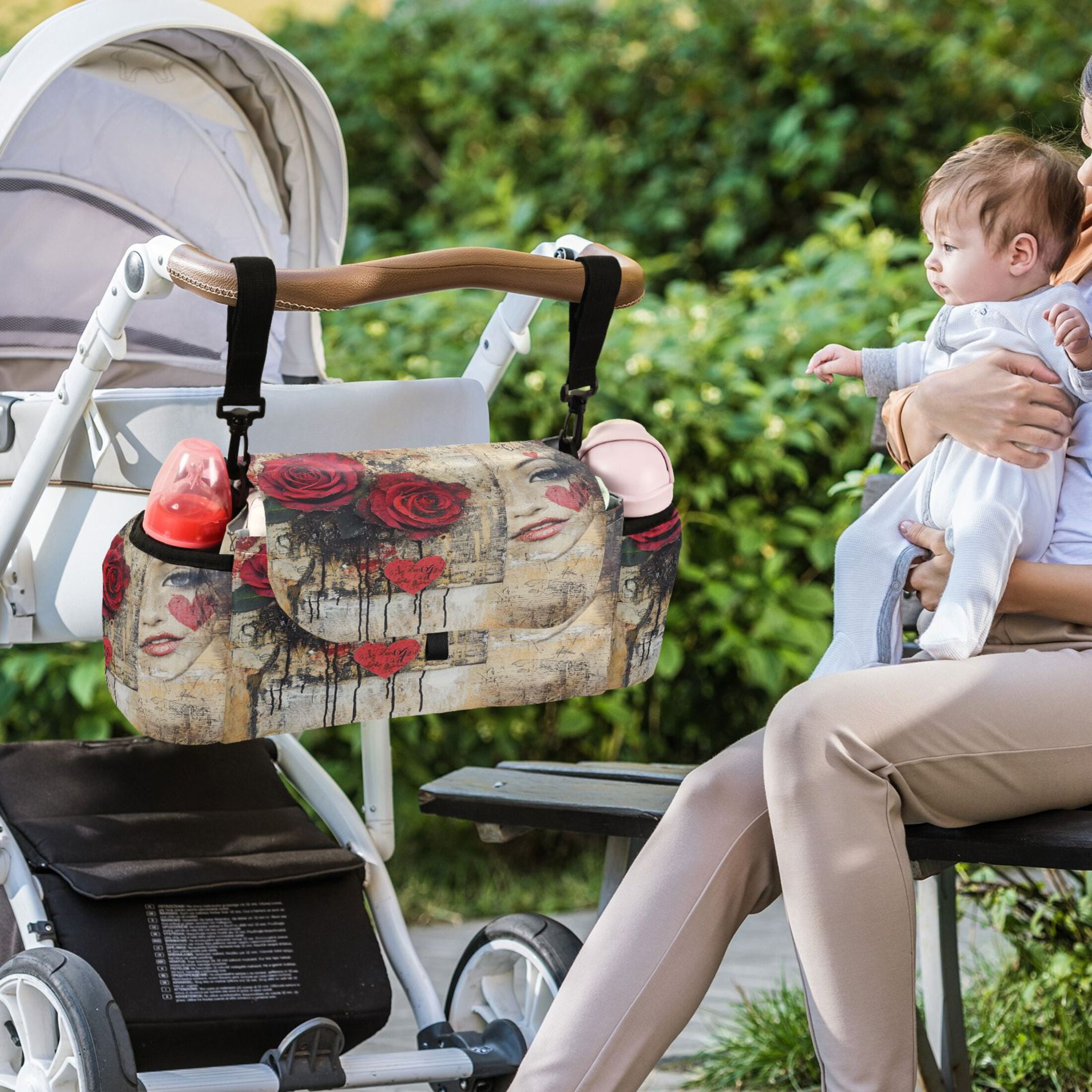 DIXRUYEE Stroller Organizer Facade with Roses Printed