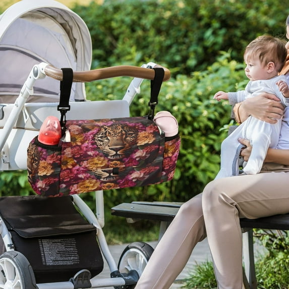 DIXRUYEE Stroller Organizer Flowered Feline Printed