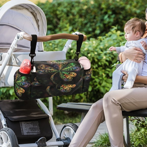 DIXRUYEE Stroller Organizer Fractal Four-leaf Clover Printed