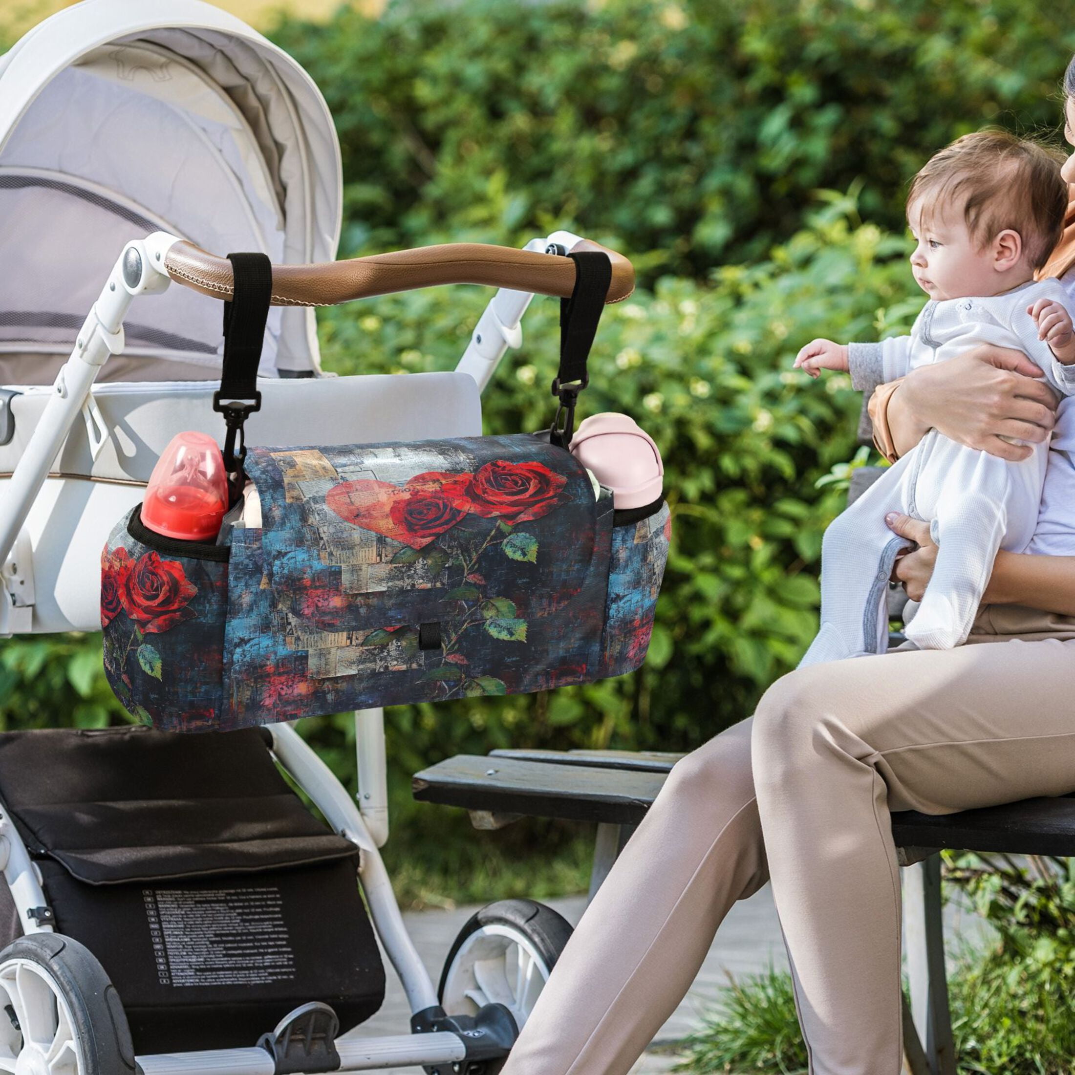 DIXRUYEE Stroller Organizer Hearts in Bloom Printed