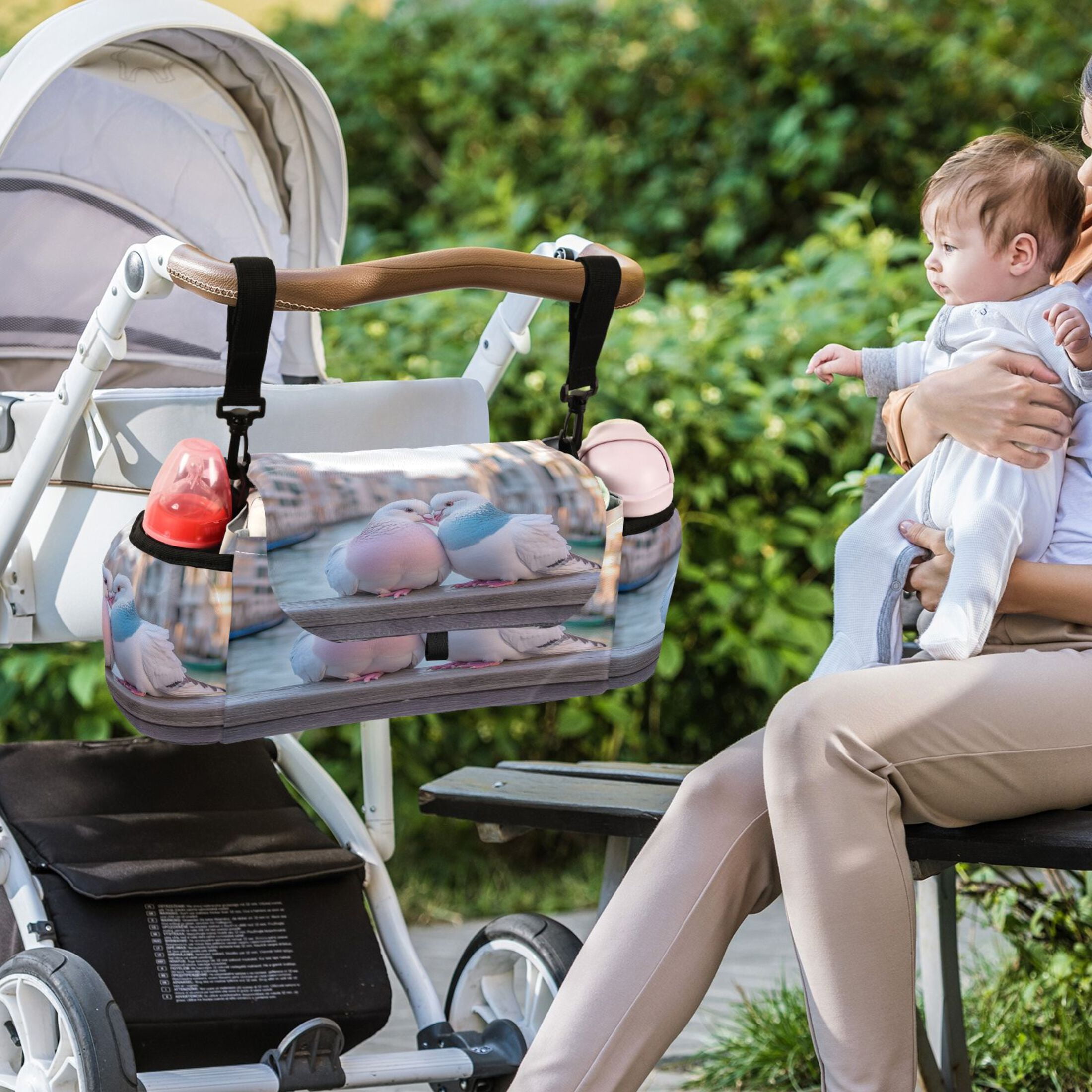 DIXRUYEE Stroller Organizer Lovebirds on The Canal Printed