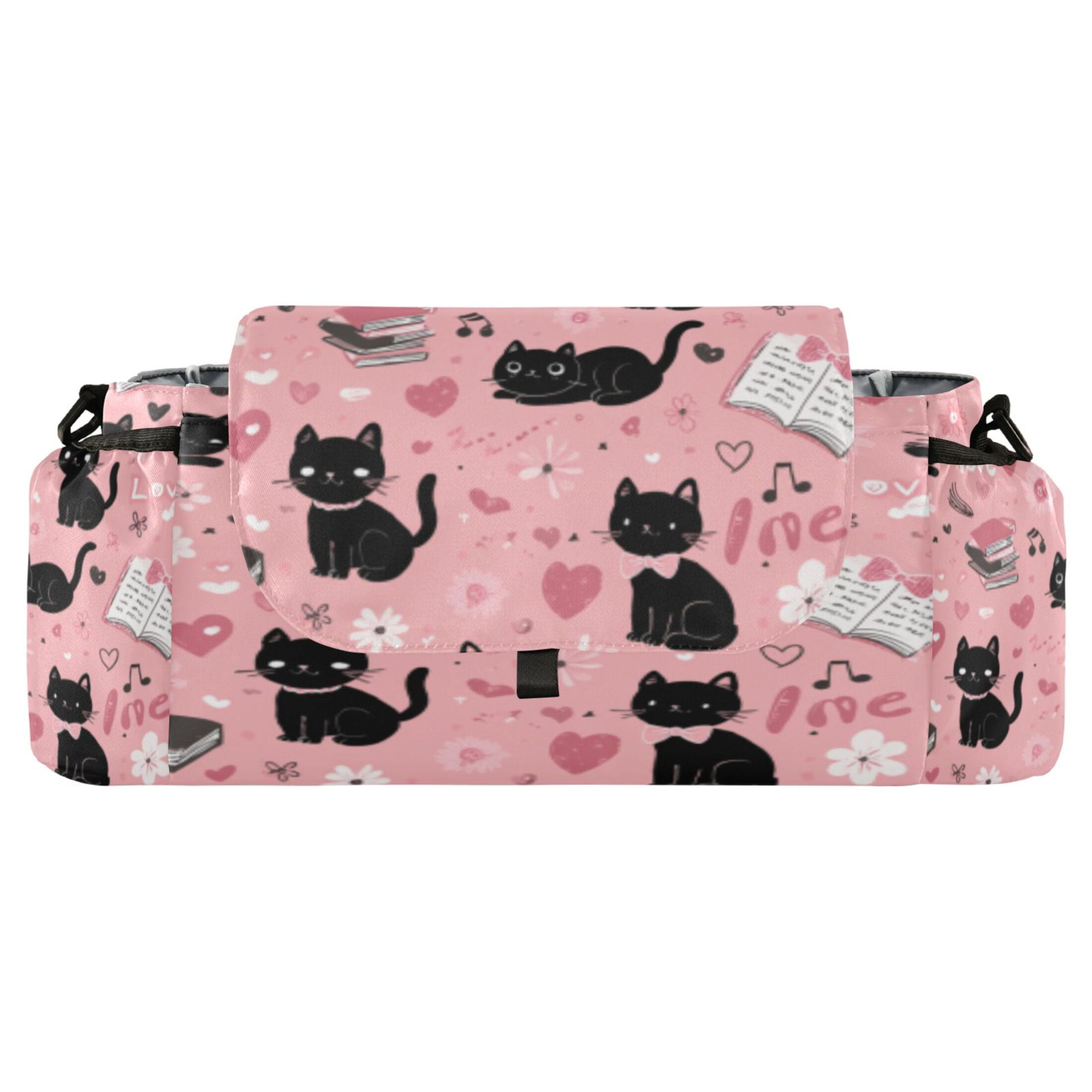 DIXRUYEE Stroller Organizer Pink Cat - Filled Literary Love Printed