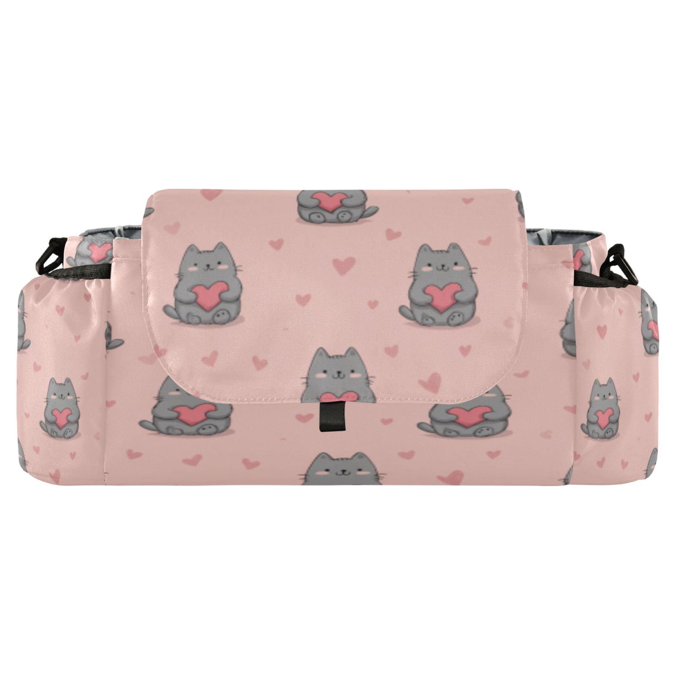 DIXRUYEE Stroller Organizer Pink Kitty Hearts Printed