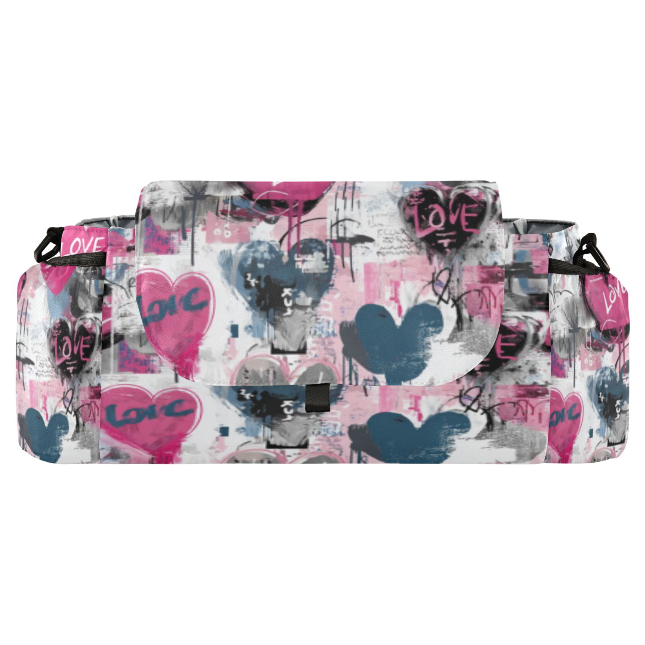 DIXRUYEE Stroller Organizer Pink Love Graffiti Printed