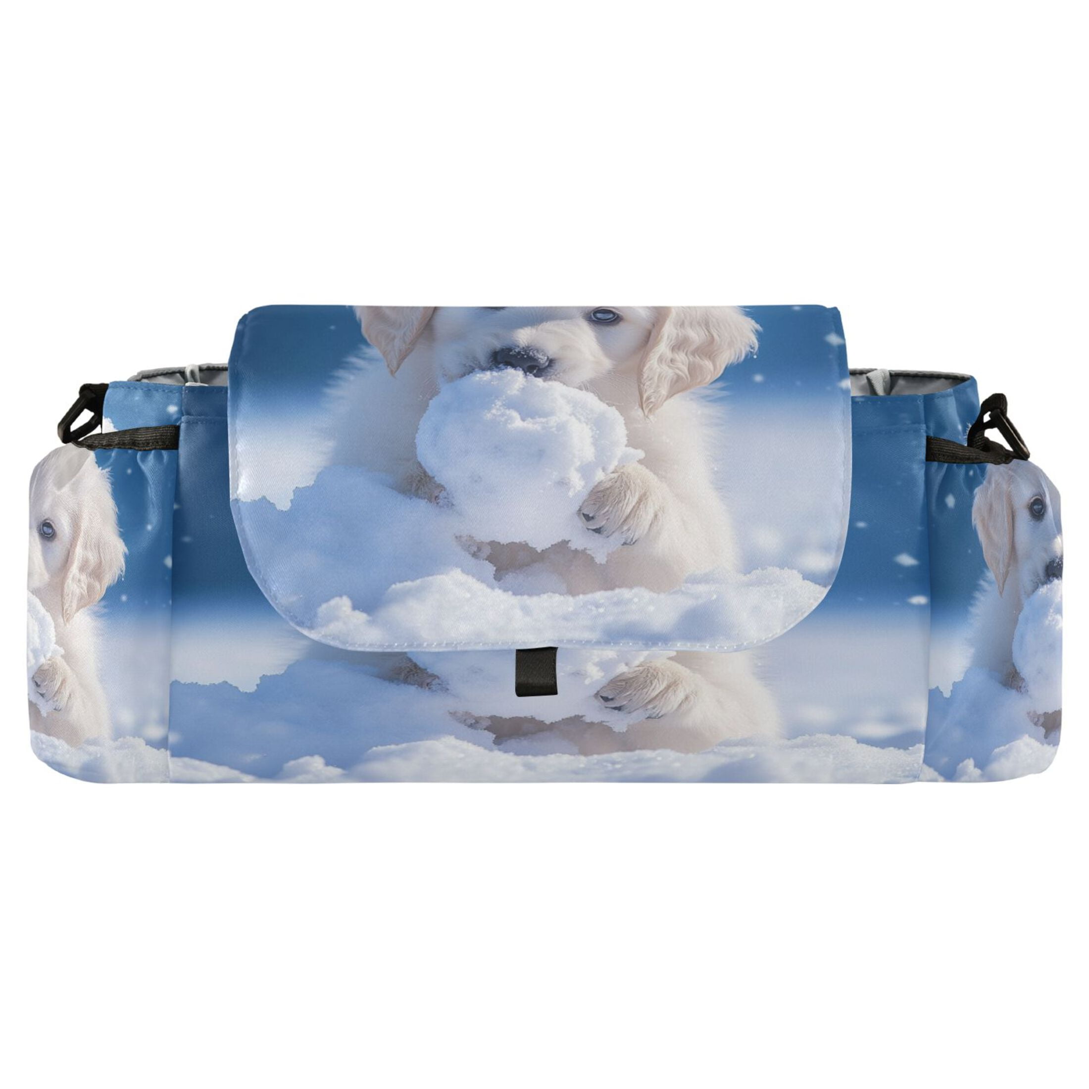 DIXRUYEE Stroller Organizer Playful Snow Pup Printed