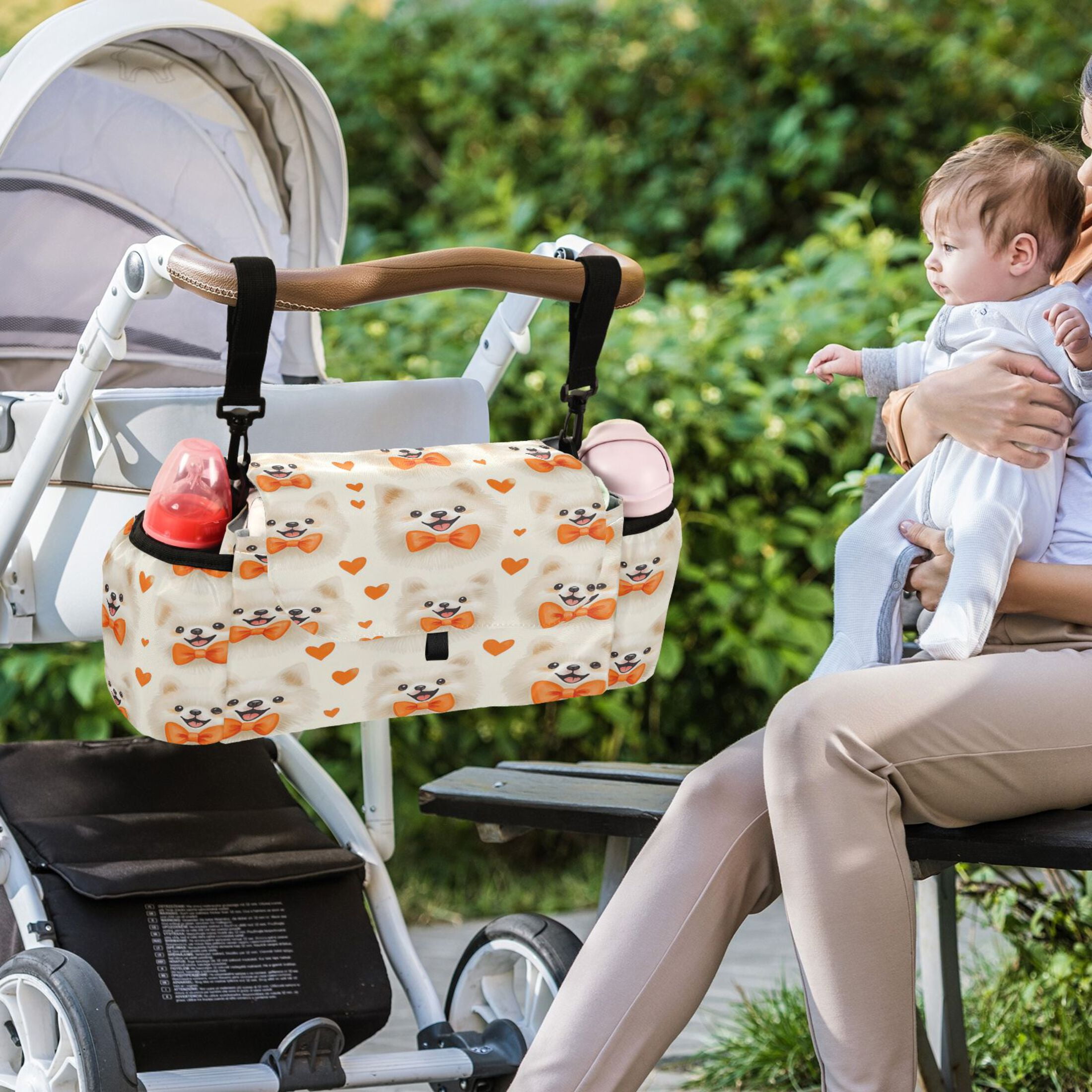 DIXRUYEE Stroller Organizer Pomeranian Party Printed