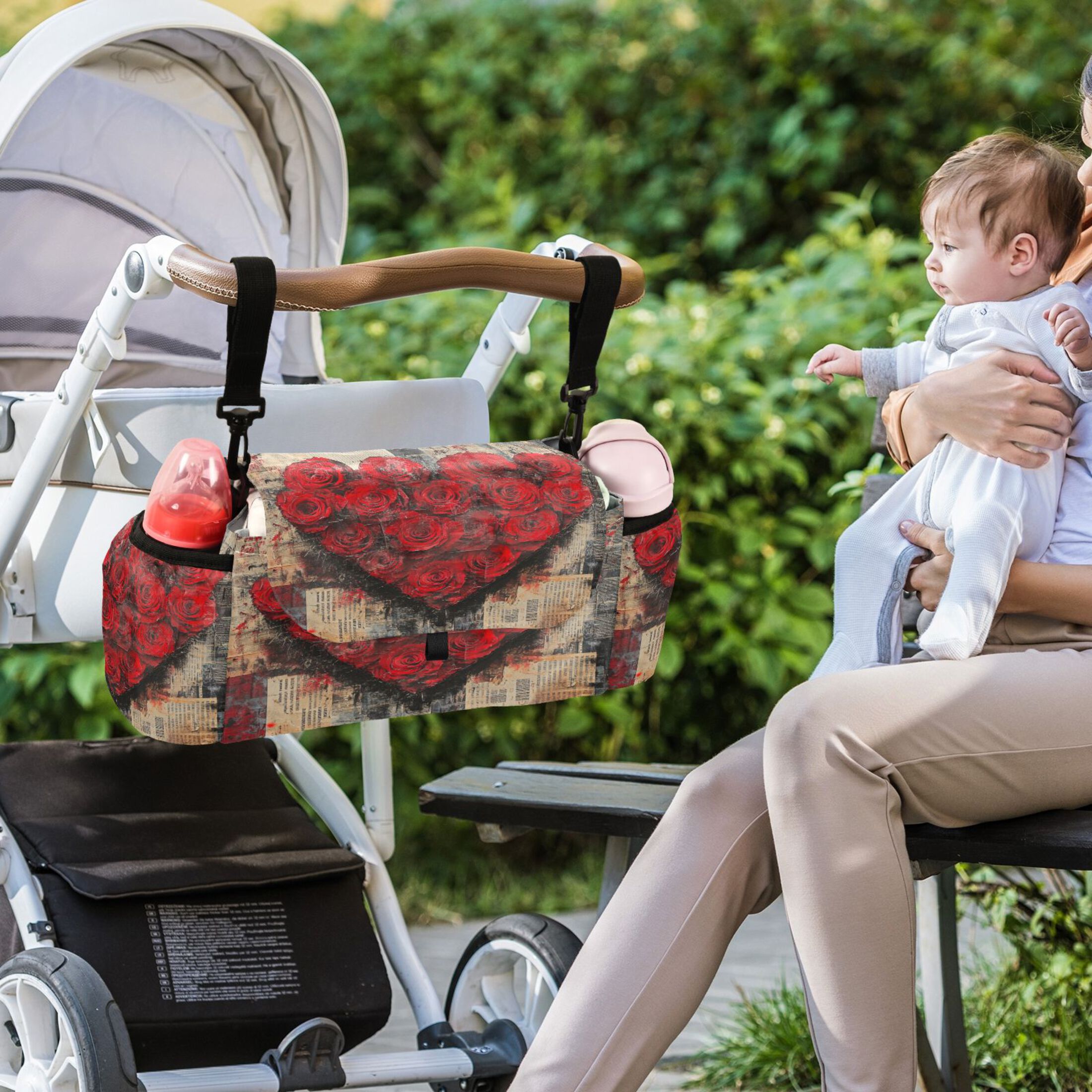 DIXRUYEE Stroller Organizer Roses Of Love Printed