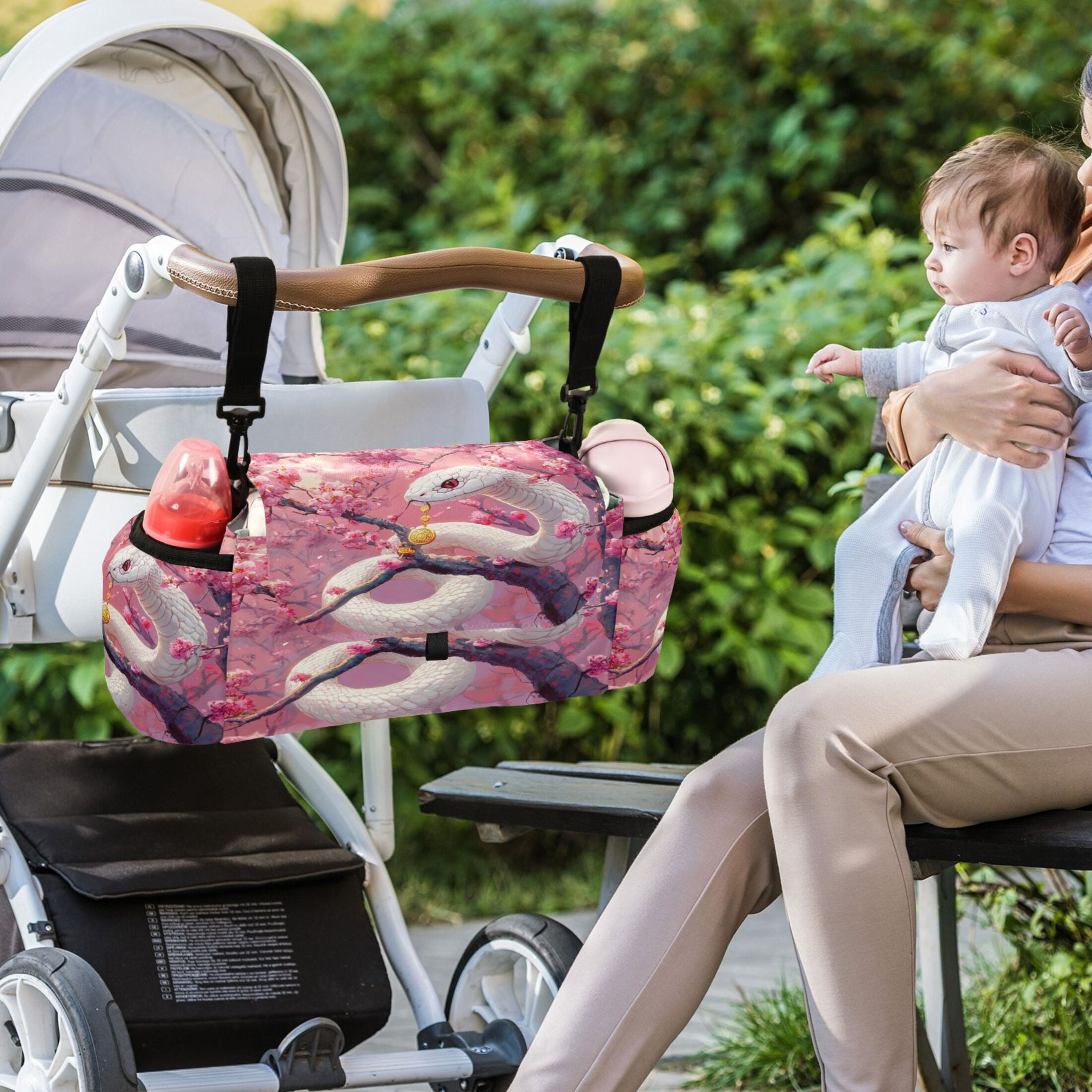 DIXRUYEE Stroller Organizer Serpent in Bloom Printed