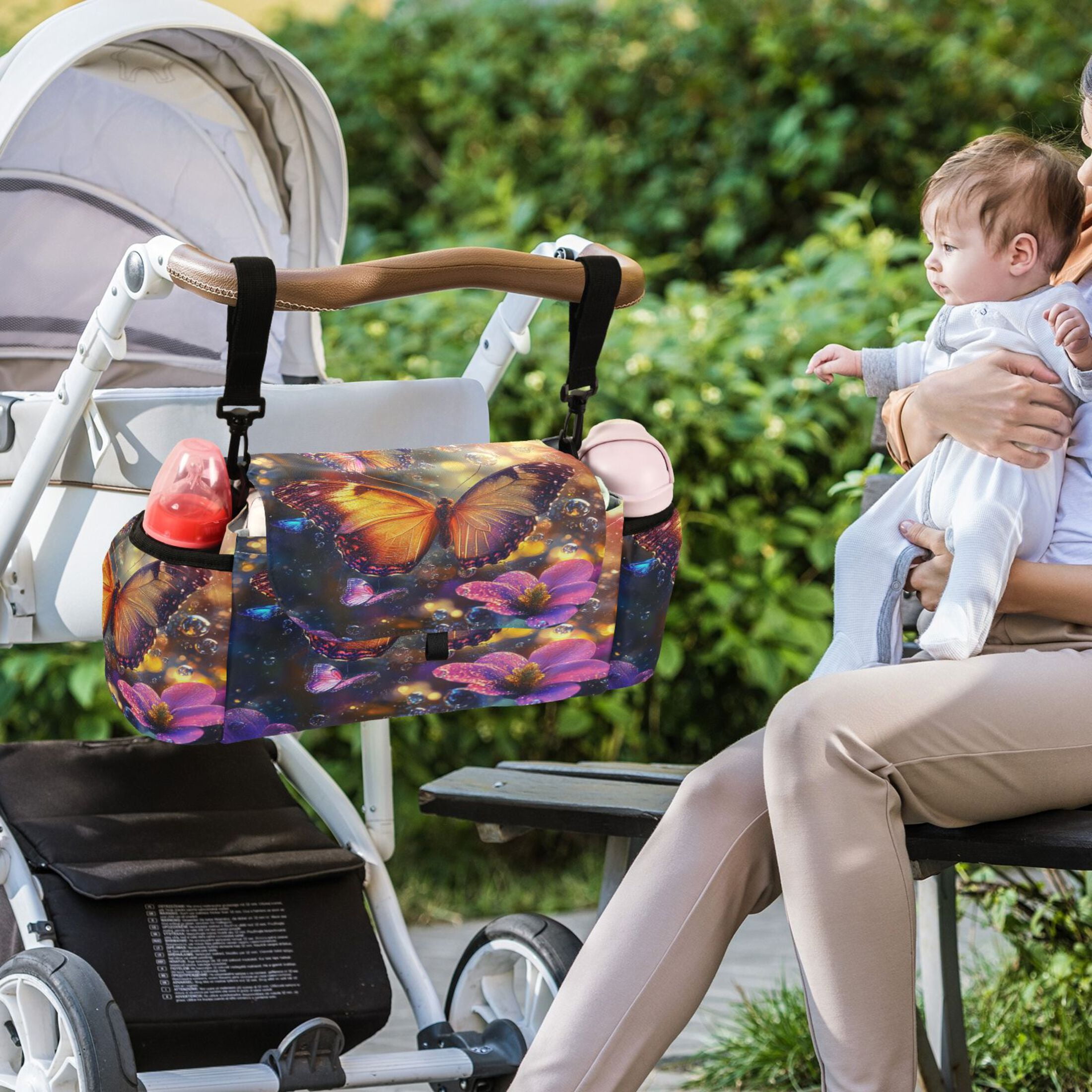 DIXRUYEE Stroller Organizer Vibrant Butterfly Ballet Printed