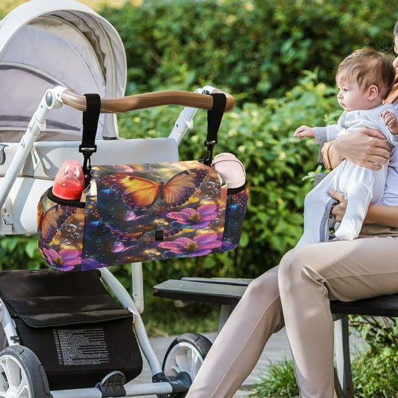 DIXRUYEE Stroller Organizer Vibrant Butterfly Ballet Printed