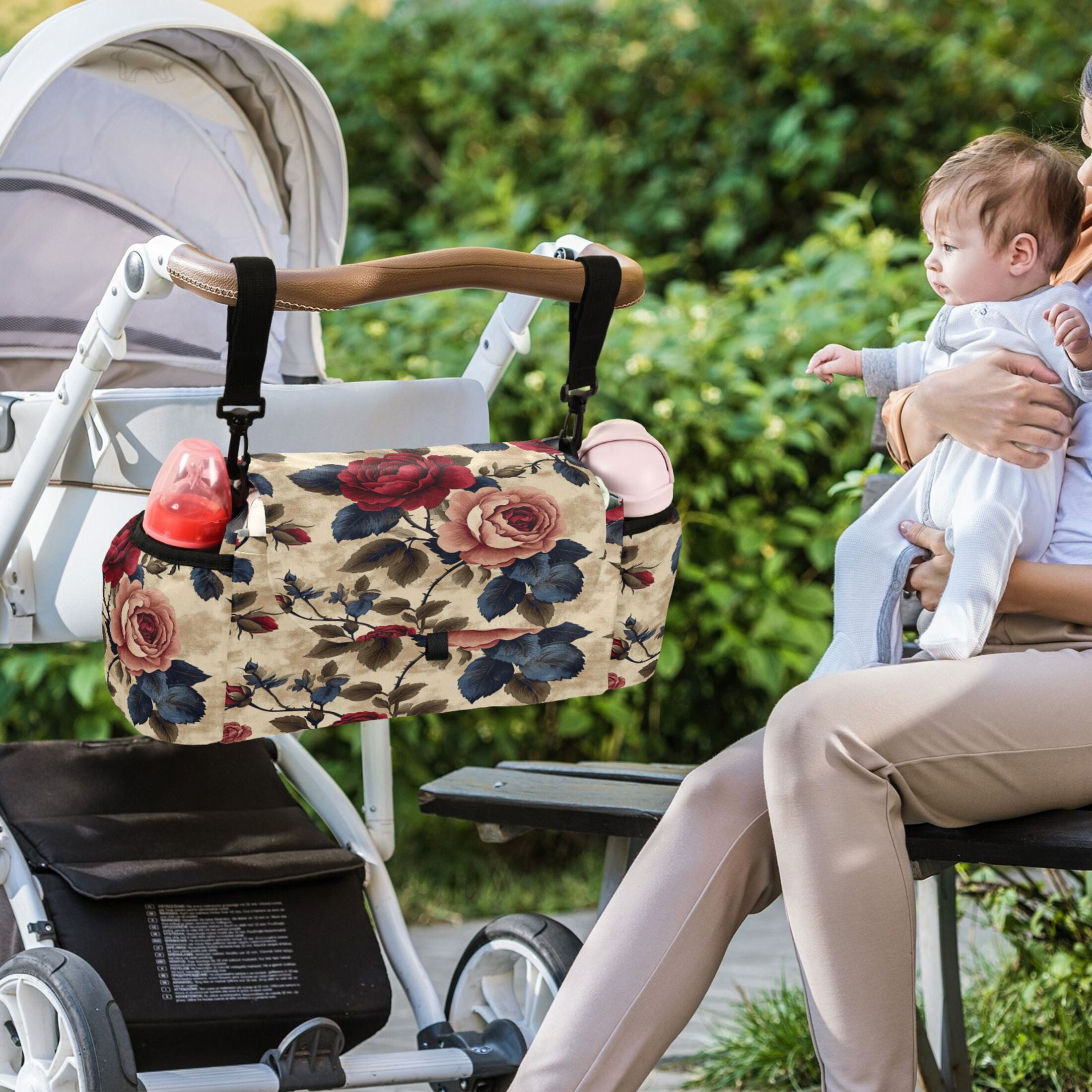 DIXRUYEE Stroller Organizer Vintage Floral Elegance Printed