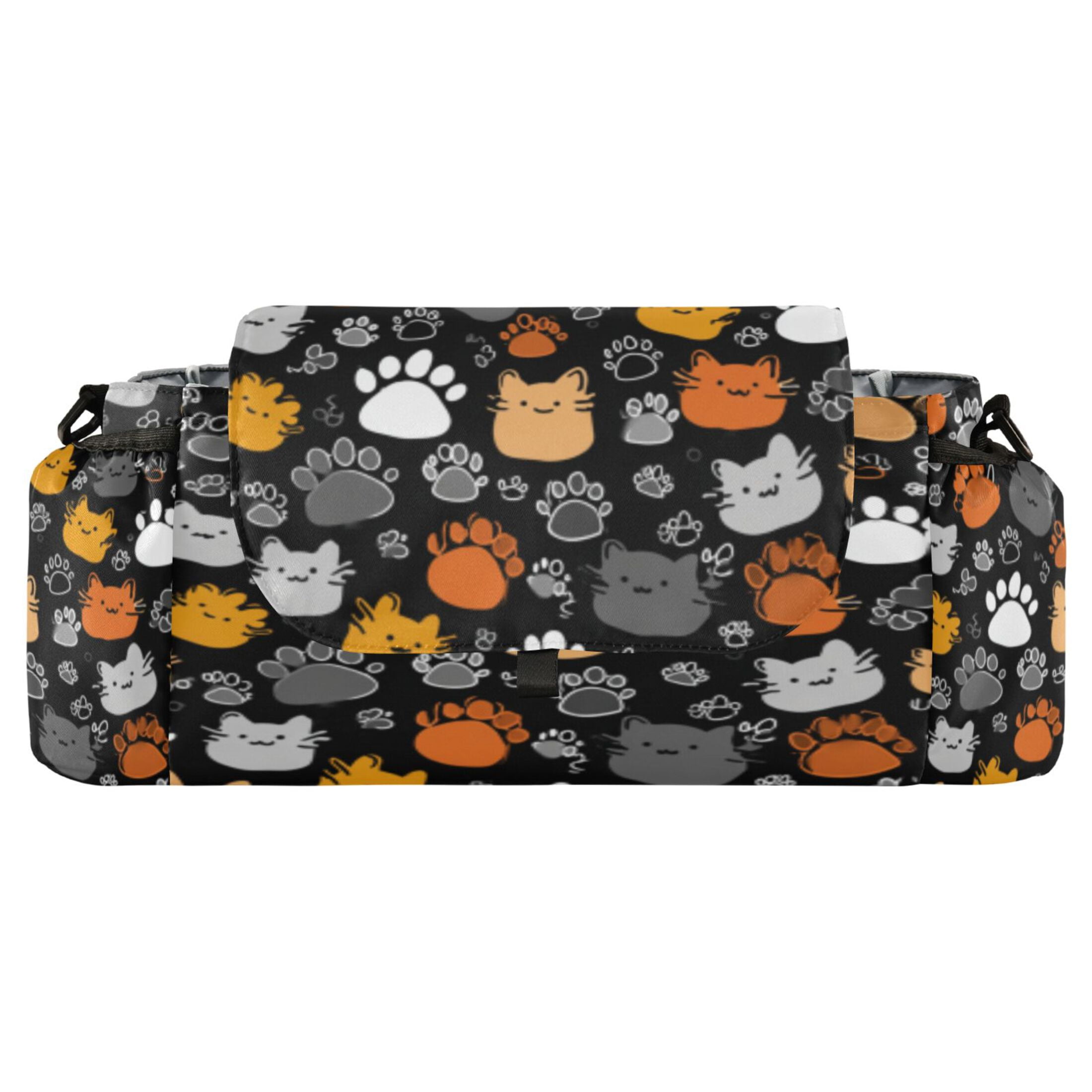 DIXRUYEE Stroller Organizer Whimsical Cat Paw Carnival Printed