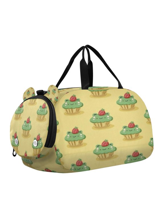 Sunny Frog Cupcake Scale Duffel Bag With Ventilated Shoe Pocket & Adjustable Strap for Gym, Dance & Travel
