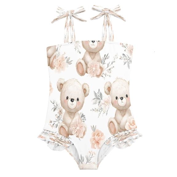 DIXRUYEE Swimsuit One Piece swimwear Bears Flowers Pattern of Pattern