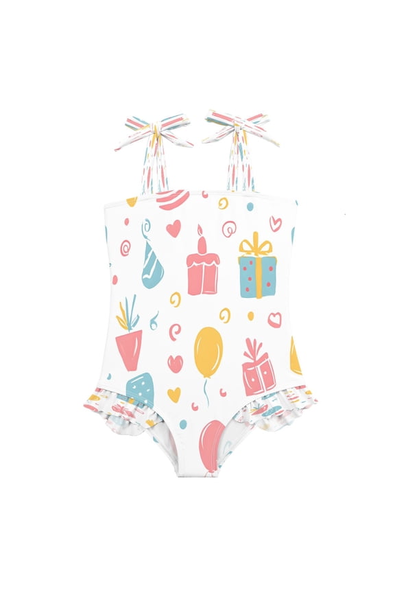DIXRUYEE Swimsuit One Piece swimwear Cake Gift Box Balloon Pattern of Pattern