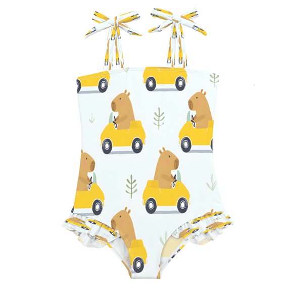 DIXRUYEE Swimsuit One Piece swimwear Capybara Driving Car of Pattern