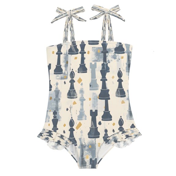 DIXRUYEE Swimsuit One Piece swimwear Chess Silhouette Pattern of Pattern