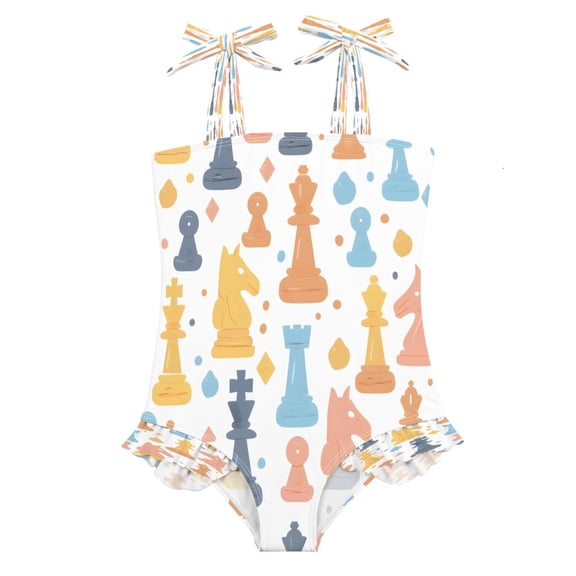 DIXRUYEE Swimsuit One Piece swimwear Colorful Chess Pattern of Pattern