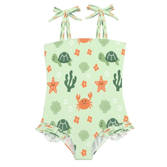 DIXRUYEE Swimsuit One Piece swimwear Coral Turtles Crabs Pattern of Pattern