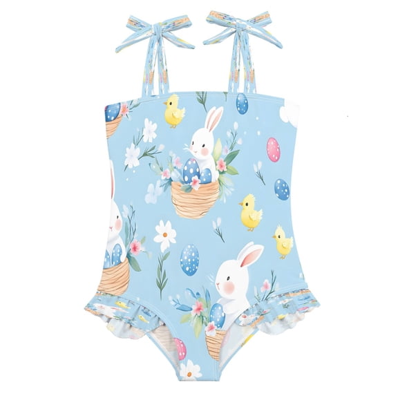 DIXRUYEE Swimsuit One Piece swimwear Cute Bunny Easter Egg Pattern of Pattern