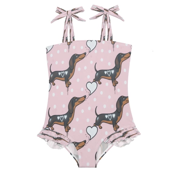 DIXRUYEE Swimsuit One Piece swimwear Dachshund Dogs Hearts of Pattern