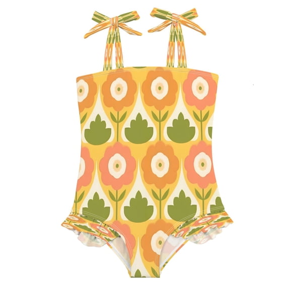 BZSMCE Swimsuit One Piece swimwear Flower of Pattern