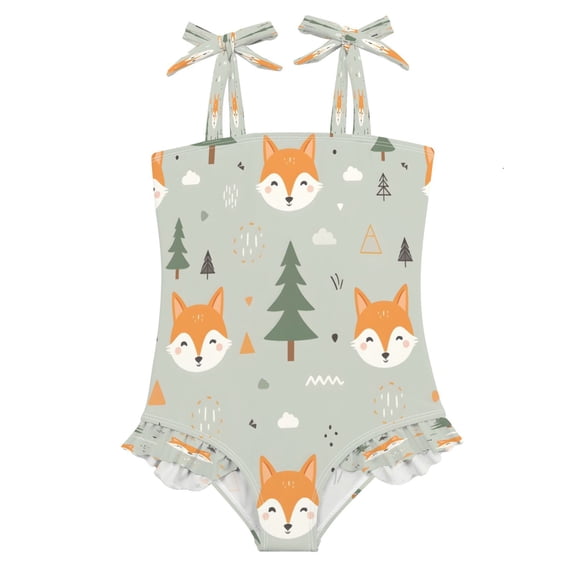 DIXRUYEE Swimsuit One Piece swimwear Fox Tree Pattern of Pattern