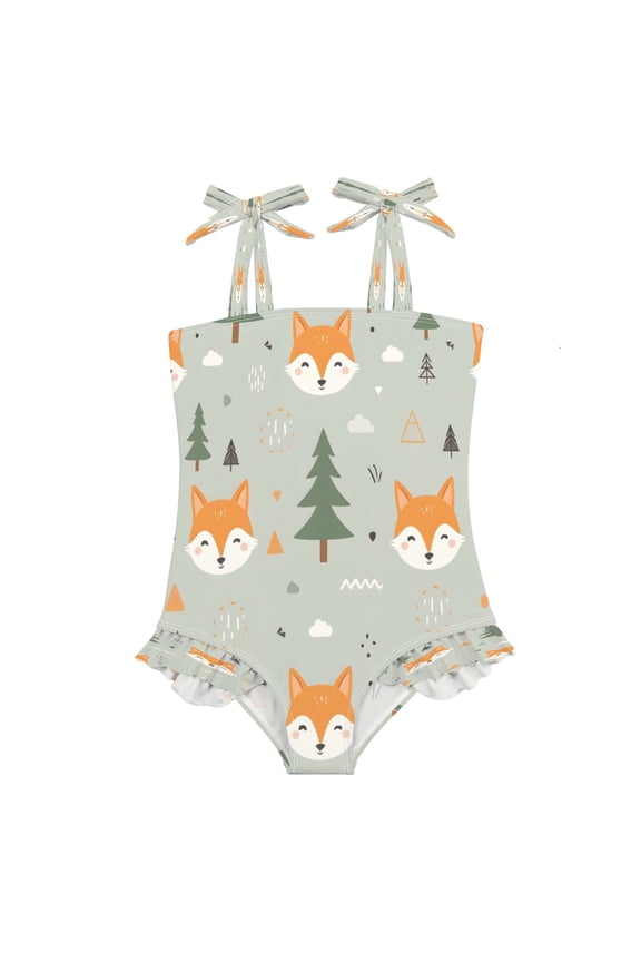 DIXRUYEE Swimsuit One Piece swimwear Fox Tree Pattern of Pattern