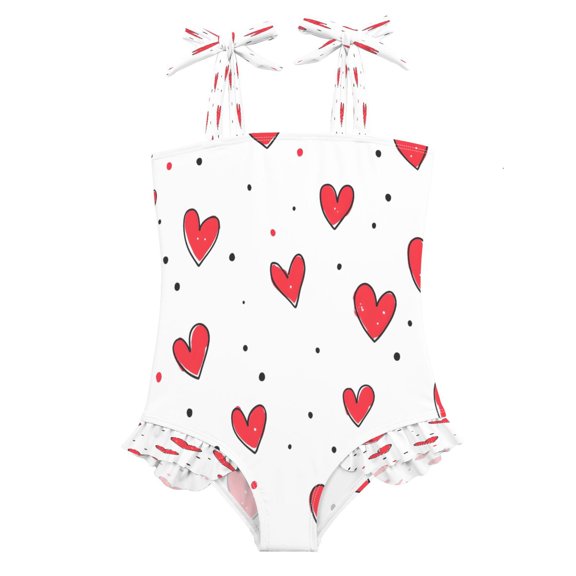 DIXRUYEE Swimsuit One Piece swimwear Hand Drawn Hearts of Pattern
