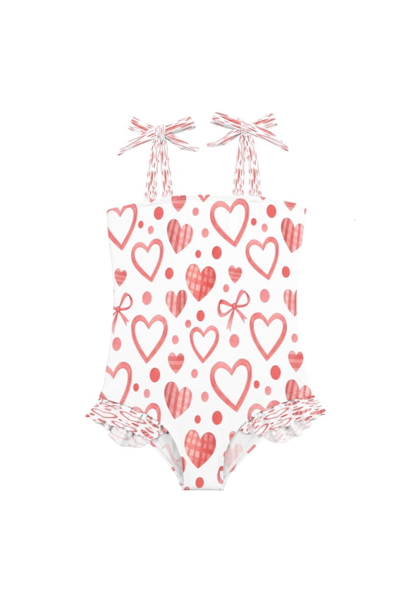 DIXRUYEE Swimsuit One Piece swimwear Heart-shaped Bow Pattern of Pattern