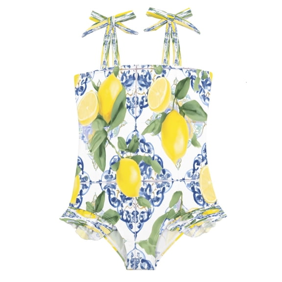 DIXRUYEE Swimsuit One Piece swimwear Lemon Leaves Pattern of Pattern