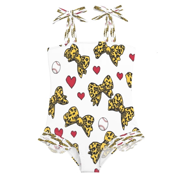 DIXRUYEE Swimsuit One Piece swimwear Leopard Print Bowknot Pattern of Pattern