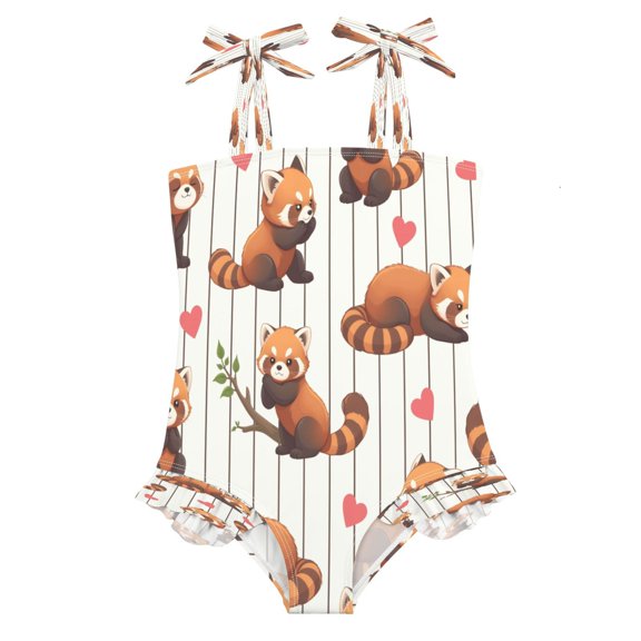 DIXRUYEE Swimsuit One Piece swimwear Little Panda Heart Pattern of Pattern