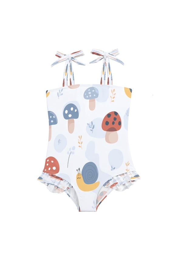 DIXRUYEE Swimsuit One Piece swimwear Mushroom Snail Ladybug Pattern of Pattern