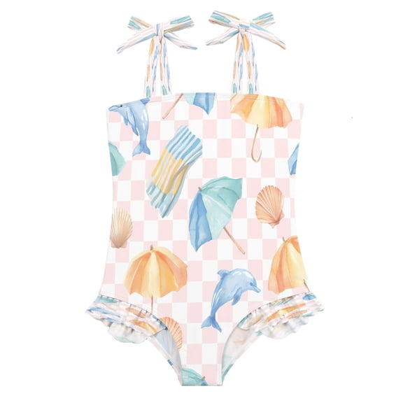 BZSMCE Swimsuit One Piece swimwear Parasol Dolphin Pattern of Pattern