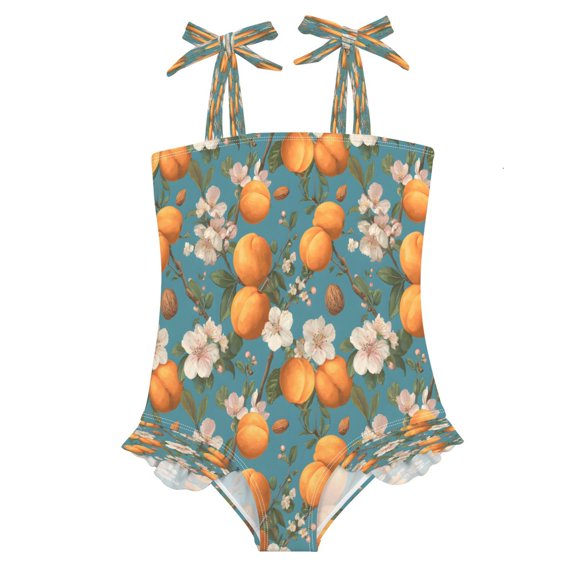 DIXRUYEE Swimsuit One Piece swimwear Peach and Apricot Fruit Pattern of Pattern