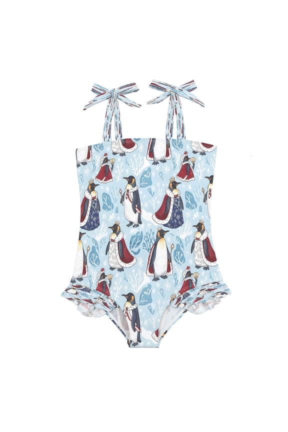 DIXRUYEE Swimsuit One Piece swimwear Penguin King Queen Leaf Pattern of Pattern