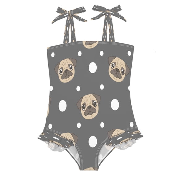 DIXRUYEE Swimsuit One Piece swimwear Polka Dot Pug Head Pattern of Pattern