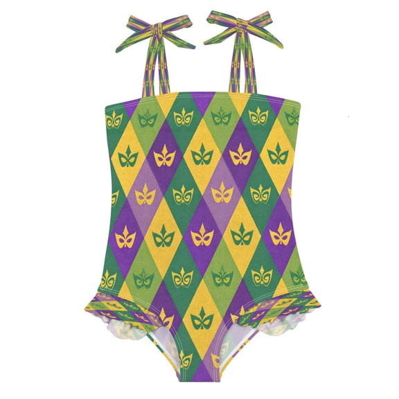 DIXRUYEE Swimsuit One Piece swimwear Rhombus Mask of Pattern
