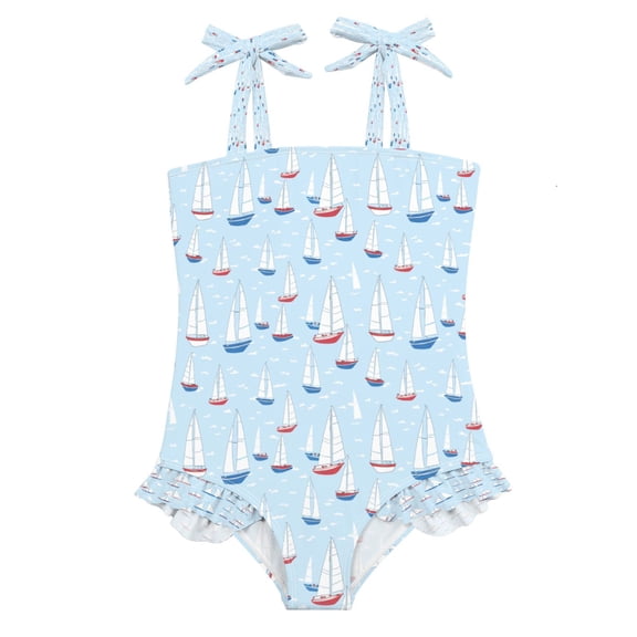 DIXRUYEE Swimsuit One Piece swimwear Seagoing Vessel Pattern of Pattern