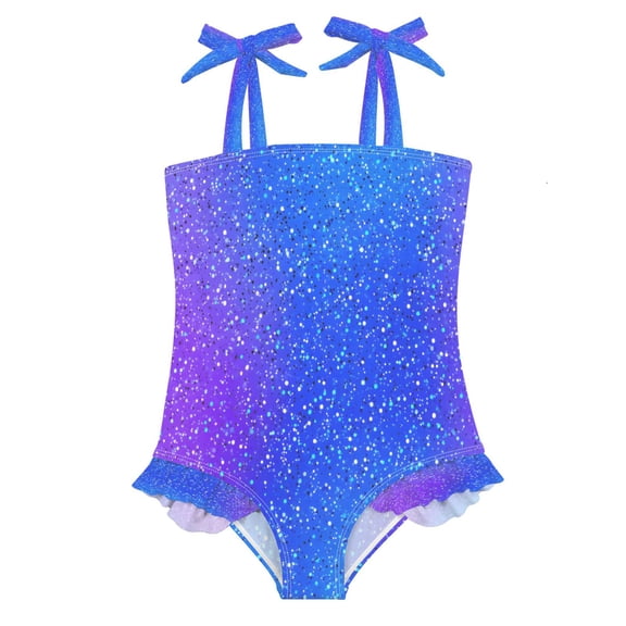 DIXRUYEE Swimsuit One Piece swimwear Shiny Blue Pattern of Pattern