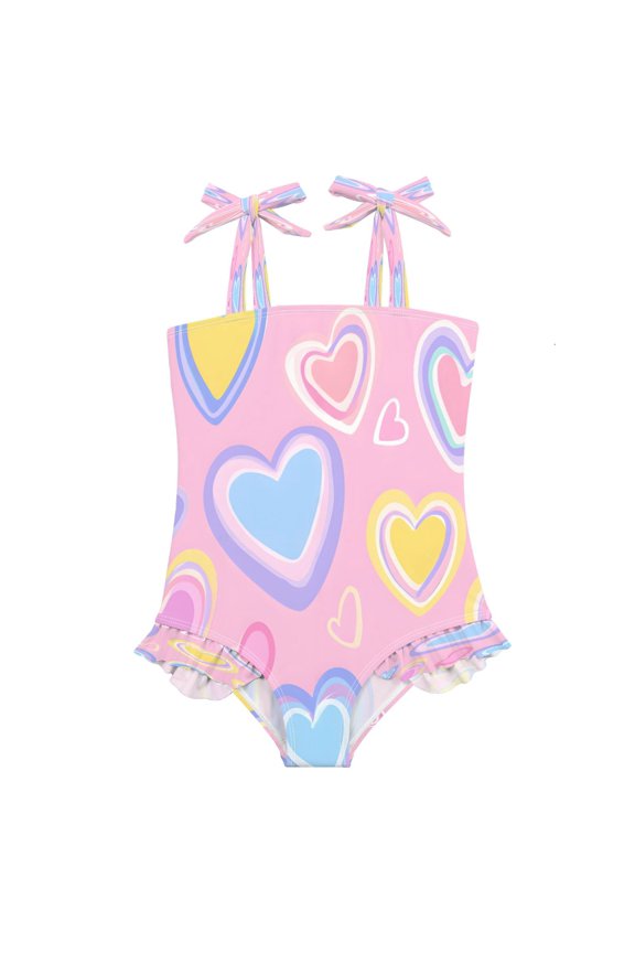 DIXRUYEE Swimsuit One Piece swimwear Various Colored Heart Pattern of Pattern