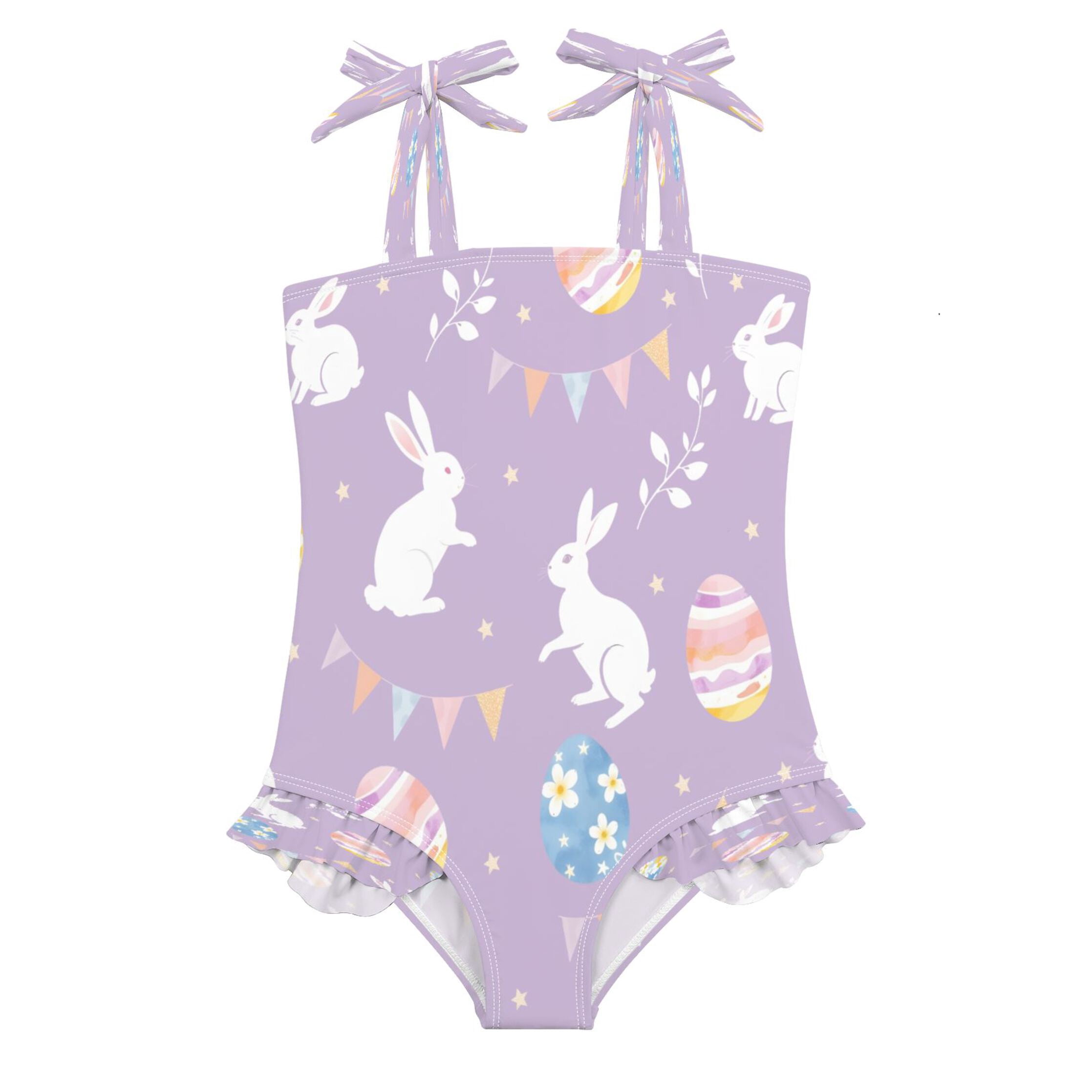 DIXRUYEE Swimsuit One Piece swimwear White Rabbit Colorful Easter Egg ...