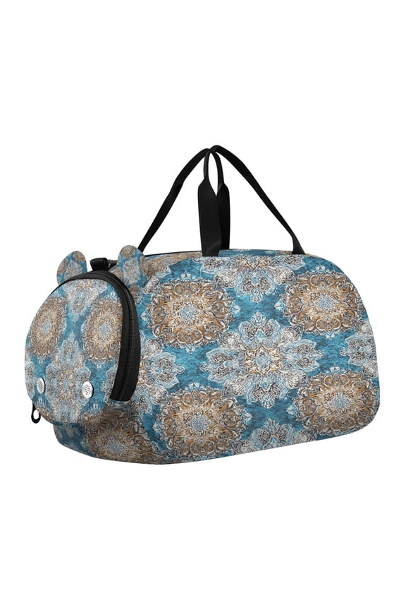 Teal Mandala Dream Scale Duffel Bag With Ventilated Shoe Pocket & Adjustable Strap for Gym, Dance & Travel