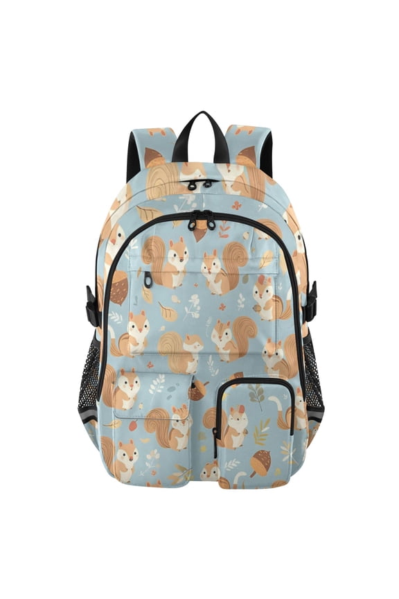 Teal Squirrel Backpack for School 14Laptop Compatible with Reflective Safety Strips